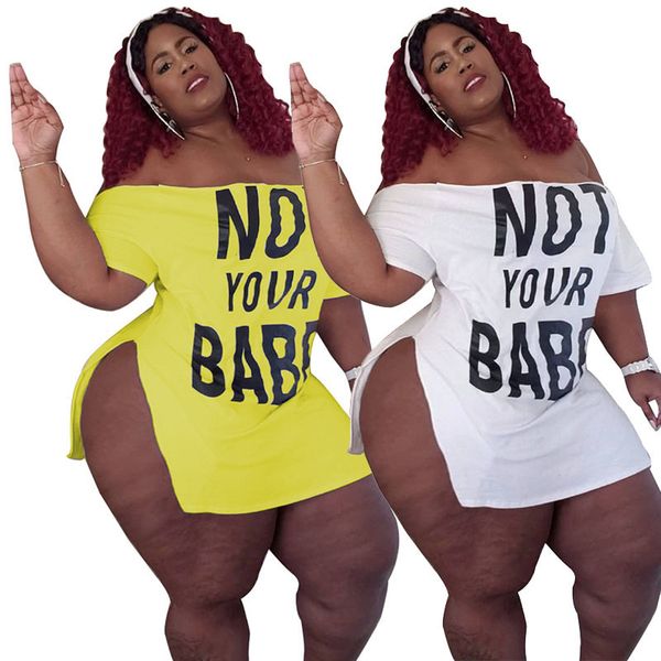 

plus size dresses summer womens mini bodycon club wear high split off shoulder size wholesale drop 230302, Black