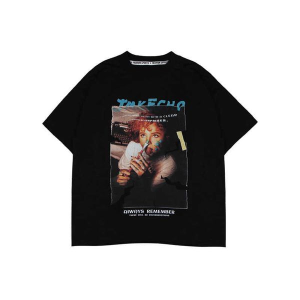 

chil1en's high street boys' short-sleeved t-shirt 1 summer portrait printing in the big chil1en's fashion brand chil1en', Blue
