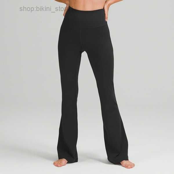 

lycra fabric flared leggings high waisted soft yoga pants full length ladies trousers casual wide for women 1 hioj, Black