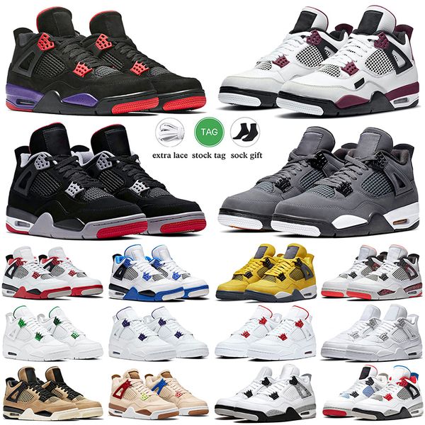 

basketball shoes 4 4s mens women sneakers trainers black cat military black red thunder neon bred university blue taupe haze eur 36-47