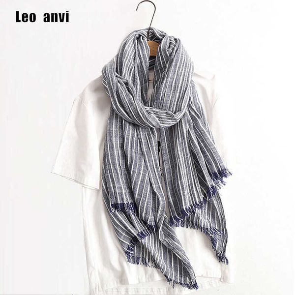 

scarves autumn winter scarf women and men striped cotton linen scarfs vintage oversized shawls and scarves wrap bufandas mujer l230302, Blue;gray