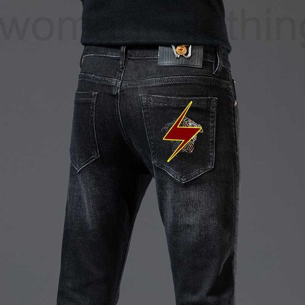 

men's jeans designer embroidered jeans men's new slim straight pants in autumn and winter f7wj, Blue