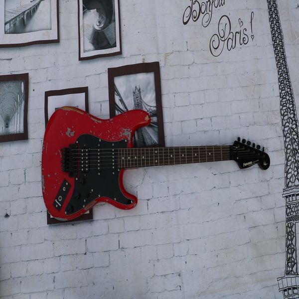 

high-end red vintage rare guitar, personalized rock guitar, package mail