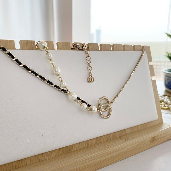 

channel double letter pendant necklace 18k gold plated luxury designer crysatl pearl rhinestone sweater necklace for women wedding party jew, Silver