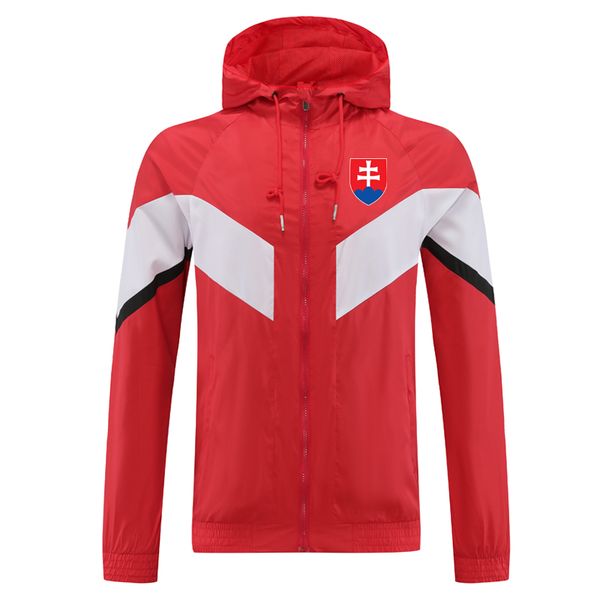 

2023 slovakia soccer mens jackets hooded windbreaker coats waterproof windproof full zipper windbreak hoodie football jacket coat sweate, Black;brown