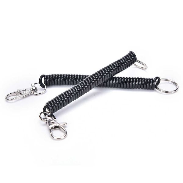 

key rings 2pcs elastic spring rope key chains key rings silver color metal carabiner for outdoor camping anti-lost phone spring keychain r23, Slivery;golden