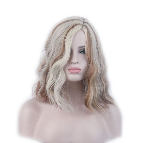 

cute short wig curly mix color woodfestival synthetic hair women blue purple blonde party wigs cosplay, Black