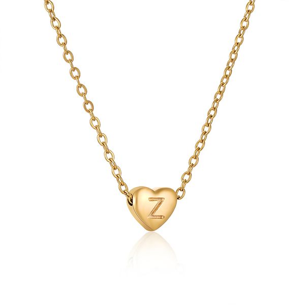 

18k gold heart-shaped pendant necklace female accessories t u v w x y z, Silver