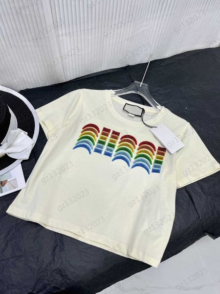 

fashion t-shirts colorful logo printed crew neck short sleeve tee thickened cotton fabric loose version short t-shirts womens graphic t-shi, White
