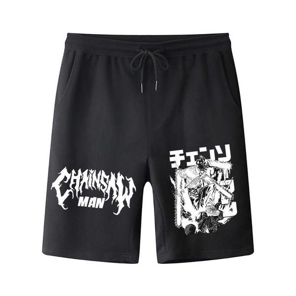

men's shorts chainsaw man print men shorts summer breaable in sport shorts harajuku anime loose pants streetwear casual pants g230301, White;black