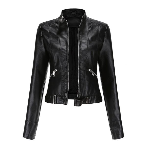 

women's leather faux leather women's jackets women's leather jacket autumn spring women moto biker zipper jacket purple viole, Black
