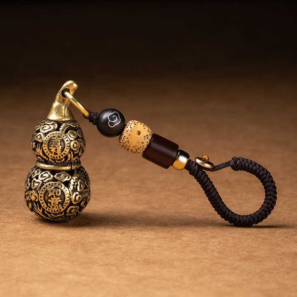 

key rings brass buddha gourd cylinder pendant keychain hanging necklace jewelry container bottle keychains r230301, Slivery;golden