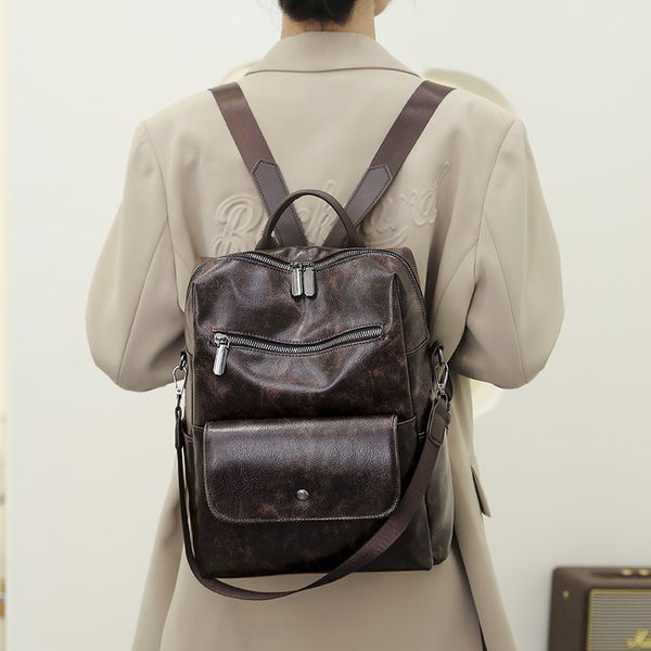 

women men backpack style genuine leather fashion casual bags small girl schoolbag business lapbackpack charging bagpack rucksack sport&outdo