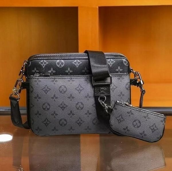 

3pcs handbags men leather trio messenger bags luxury shoulder bag make up bag designer handbag tote man's bag 988