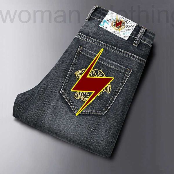 

men's jeans designer spring and summer new grey jeans men casual loose straight pants pbps, Blue