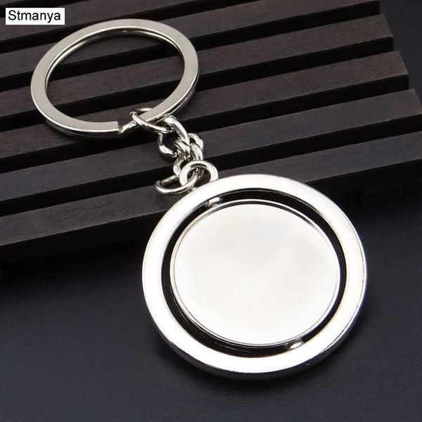 

key rings round blank 360 rotating metal tag keychain new car keychain k1552 r230301, Slivery;golden