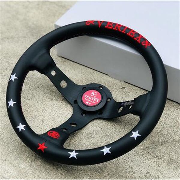 

universal vertex 330mm jdm racing black genuine leather drift steering wheel