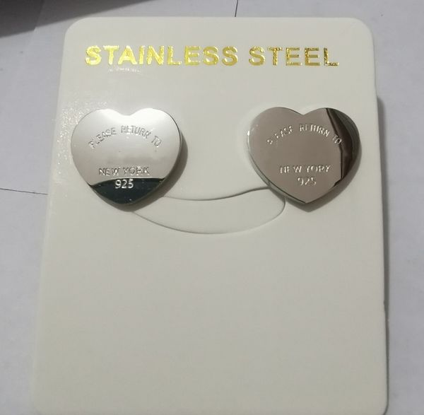 

jewelry stud heart logo earrings for women woman fashion beautiful ladies heart-shaped simple earings love earring stainless steel gold silv, Golden;silver