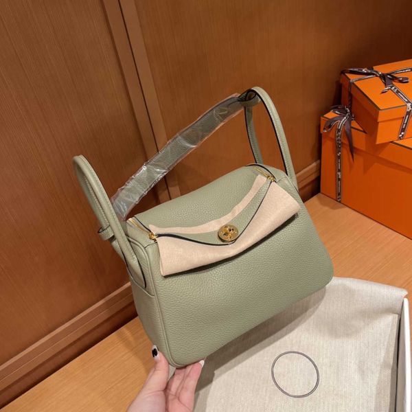 

h lind casual bags high grade wax line lind bag full manual lind26 sage green gold buckle tc cow leather shoulder hand