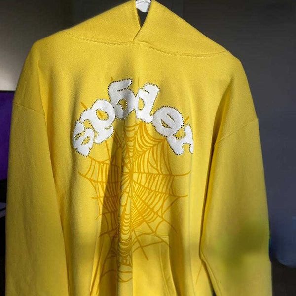 

men's hoodies yellow sp5der 555555 hooded men women white 3d foam printing web hoodie young thug pullover 987, Black