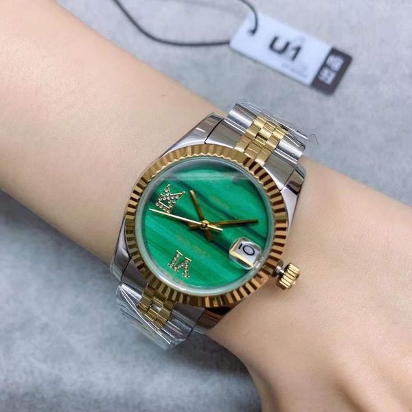 

u1 grade aaa 2023 st9 steel two tone gold green roman limited dial 31mm automatic mechianical ladies wristwatches jubilee strap sapphire mov, Slivery;golden