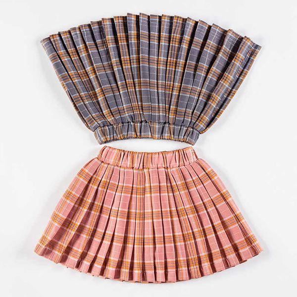 

skirts summer baby skirts new 2020 cotton plaid skirt for girls to school pleated mini princess skirt toddlers kids clothes 1- 12 y t230301, Blue