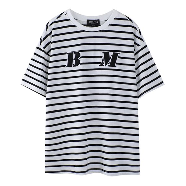 

letter striped summer men's tees short sleeve patchwork cotton tshirts, Black;brown