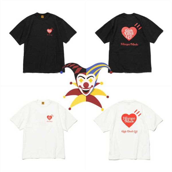 

men's t-shirts human made gril's don't gry t shirt men women 1 1 b quality heart print oversized hip-hop tees g230301, White;black