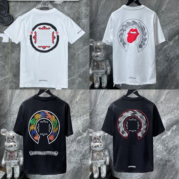 

luxury classics mens t shirts fashion designers brand crew neck tees men women t-shirts sweater casual horseshoe sanskrit cross print, White;black