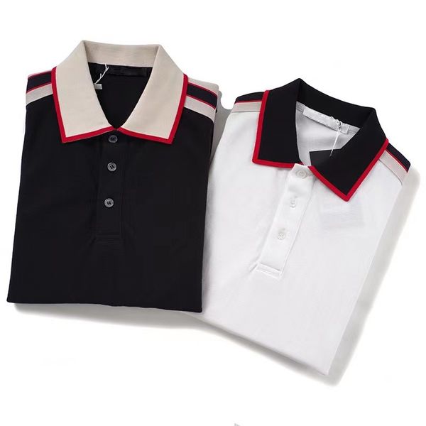 

famous designer mens quality men's t shirt polos embroidery round neck short sleeve black white fashion men women polos tees, White;black