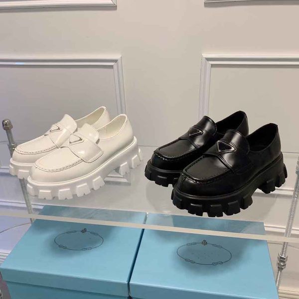 

luxury designers trianglel oafer women wedge shoes monolith foam rubber platform flats black white leather retro style black leather size 35