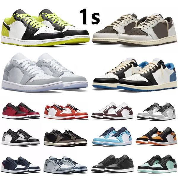 

jumpman 1 1s low men women basketball shoes sneaker reverse dark mocha fragment white tan camo wolf grey paint drip royal cyber bred shadow