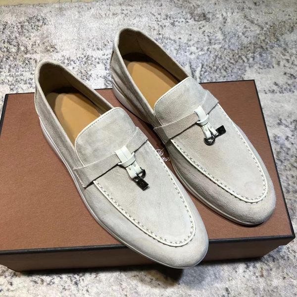 

lp piana summer charms walk suede loafers moccasins namesake genuine leather outsole slip on flats women's luxury designers flat dress, Black