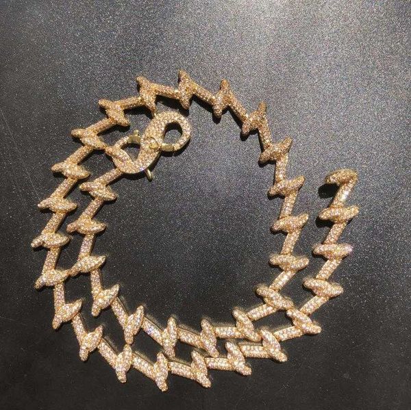 

iced barbed wire cuban choker beaded necklace, Silver