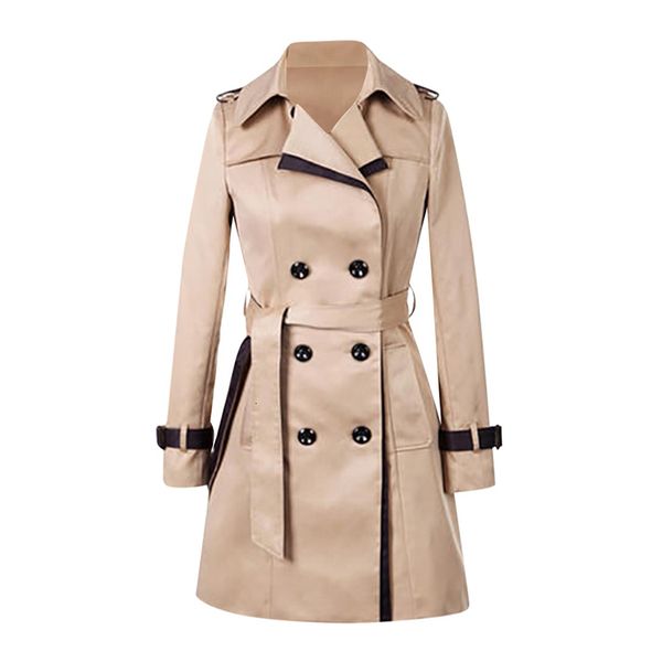 

women's trench coats spring autumn trench coats women slim double breasted ladies trench coat long women windbreakers large size overco, Tan;black