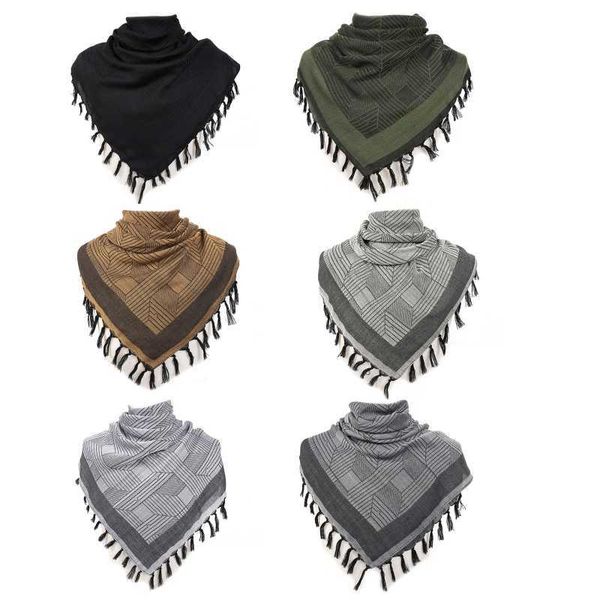 

scarves 449b soldier scarf military shemagh desert windproof keffiyeh head neck scarf windproof arab wrap with tassel 43x43 inches l230302, Blue;gray