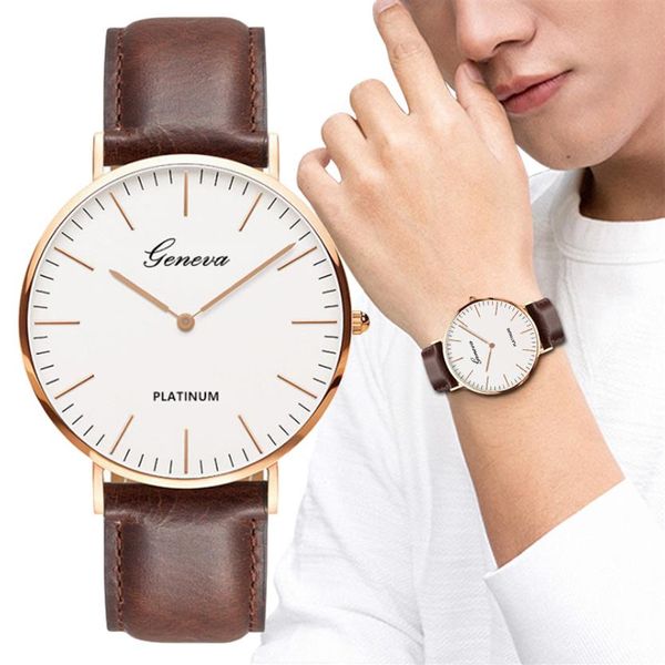 

new men's watch fashion casual ultra thin watches simple men business leather quartz wristwatch clock luxury relogio masculin266u, Slivery;brown