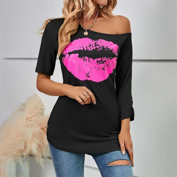 

designer womens t-shirt off shoulder irregular length slim tee, White