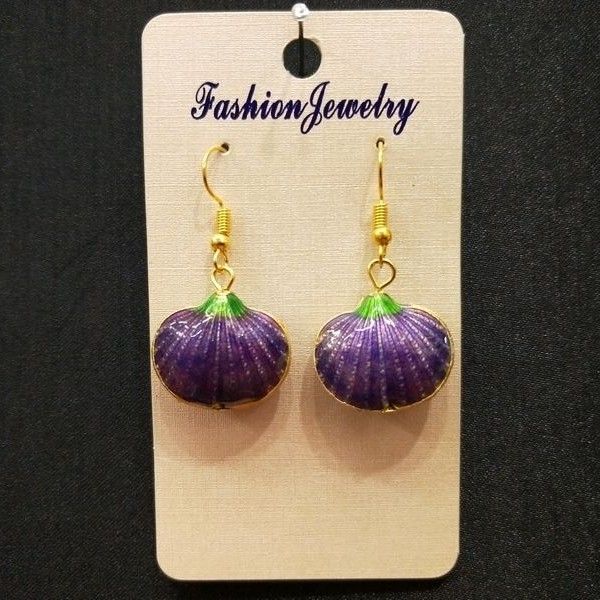 

unique cloisonne enamel shell charm earrings eardrop traditional handcraft copper fetal women accessories ear ornaments fashion dangle jewel, Golden