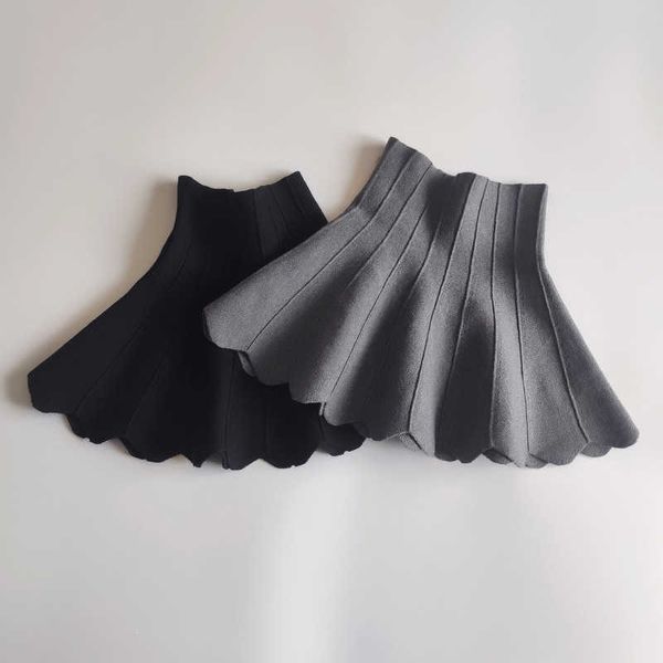 

skirts autumn winter new girls knitted skirt wavy tutu skirt big kids thickened lotus leaf umbrella skirt parent-child style skort 2022 t230, Blue