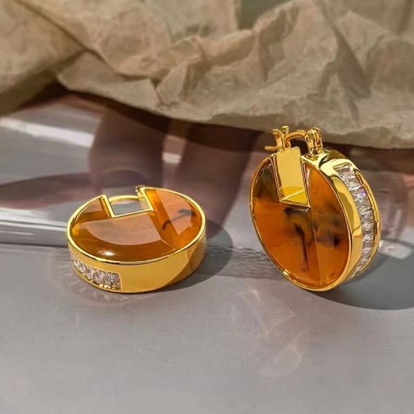 

designer celn jewelry earrings s heavy industry amber earrings trend zircon copper ears pb23, Golden