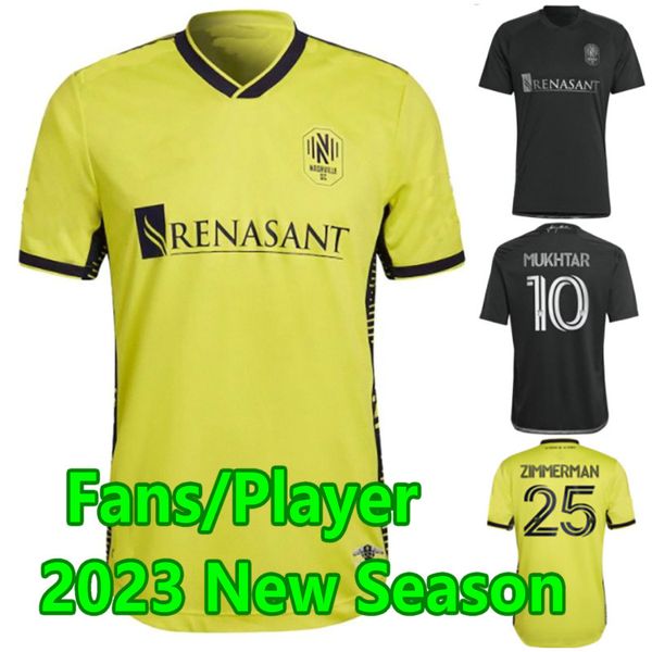 

23 24 nashville soccer jerseys moore mukhtar sc football shirt surridge leal zimmerman zubak 2023 man in black kit anunga an sapong fafa ami, Black;yellow