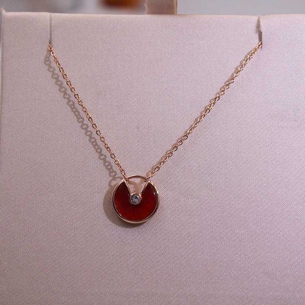 

kajia steel necklace amulet female plated 18k rose gold white beihong chalcedony single diamond clavicle chain net red, Silver