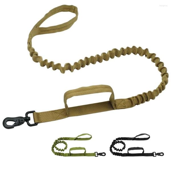 

dog collars pet leash nylon tactical no-pull bungee training leads military elastic buffer for medium large pets