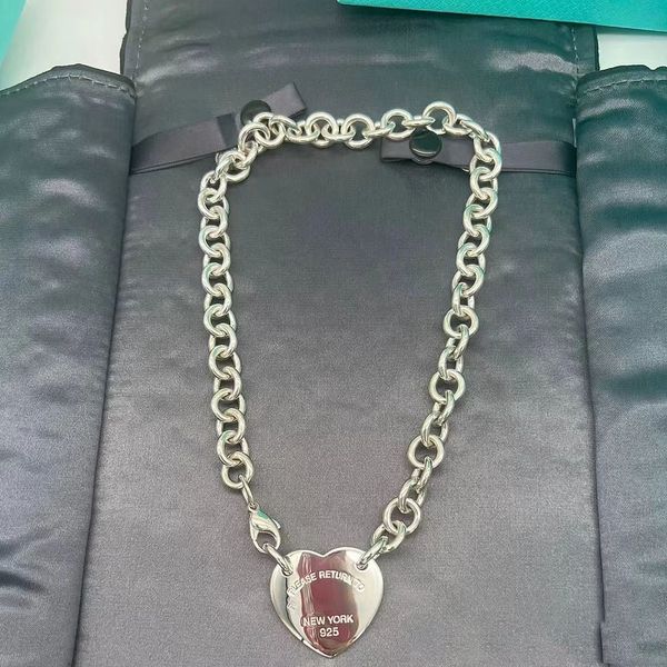 

925 silver plated silver pendant jewelry women necklaces chain link luxury jewellery heart pendant couple custom love wedding party wholesal