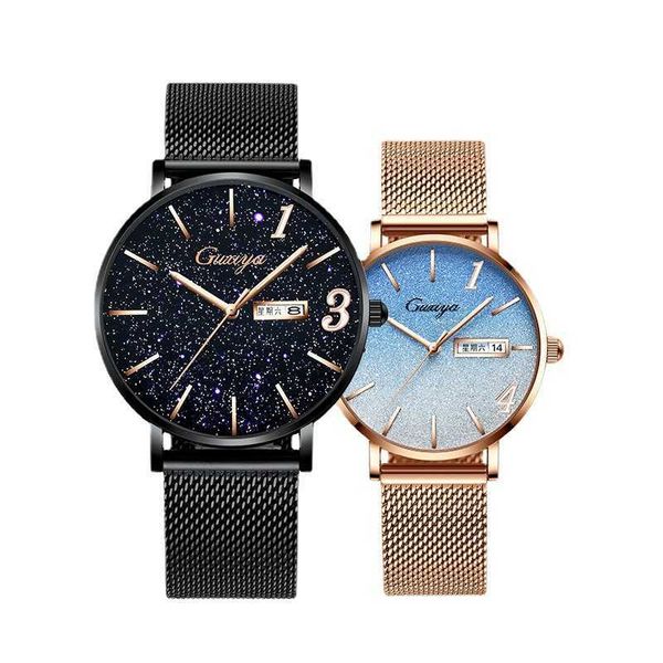 

wrist watch couple watches a pair of high beauty for men and women quartz waterproof qixi valentine's day box, Slivery;black