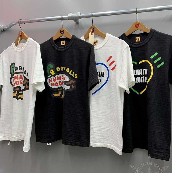 

men's t-shirts 2021 du print sbreaable slub cotton human made t shirt men women 1 1 b quality tees inside tag graphic t shirts g230301, White;black