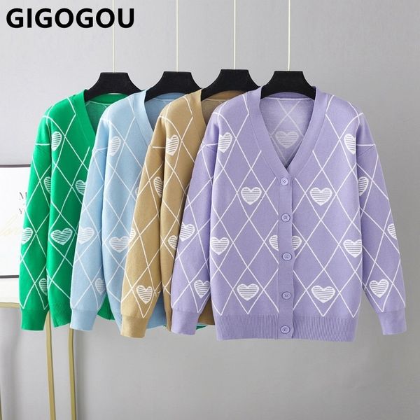 

women's knits tees gigogou single breasted v-neck women autumn winter cardigan fashion knitted warm coat thick lady casal sweater 23030, White