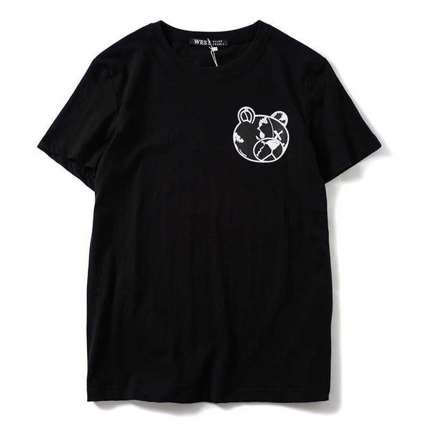 

men's t-shirts new novelty high 19ss men dear bear skull doll t shirts t-shirt hip hop skateboard street cotton t-shirts tee kenye #bb1, White;black