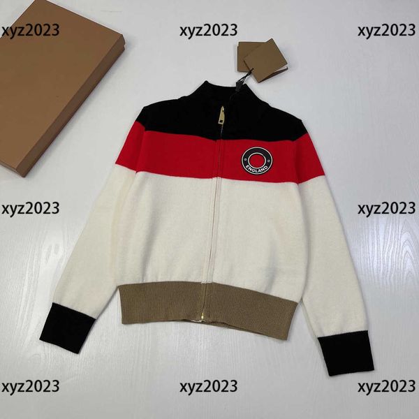 

2023 kids cardigan baby sweater children jacket spring stripe contrast design size 100-160 complete labels new arrival, Blue